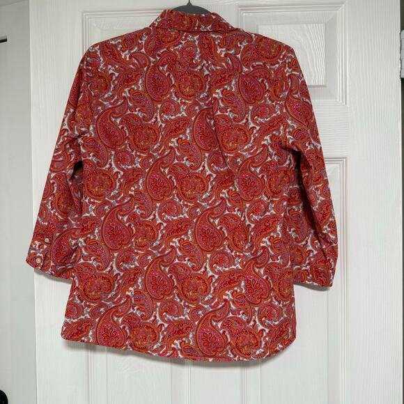 Lands' End Women's No-Iron Supima Cotton Paisley Button Front Top Size 10 - Picture 13 of 13
